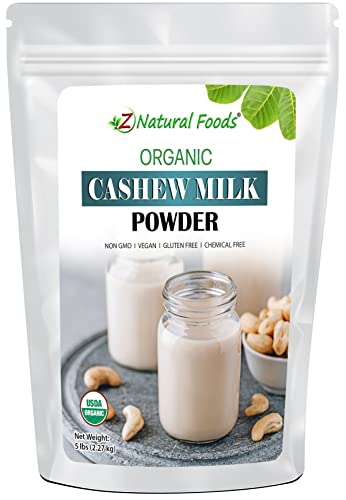 Z Natural Foods Organic Cashew Milk Powder - All Natural Creamer - Perfect For Coffee, Smoothies, Cereal, Drinks & Baking - Vegan, Gluten Free, Non GMO, Kosher, & Dairy Free - 5 lbs