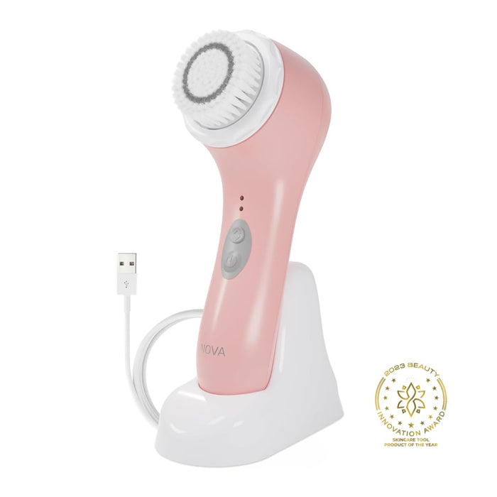 Spa Sciences - NOVA - Sonic Cleansing Brush with Bristles & Infusion System – Anti-Aging Facial Exfoliating, Waterproof, and USB Rechargeable