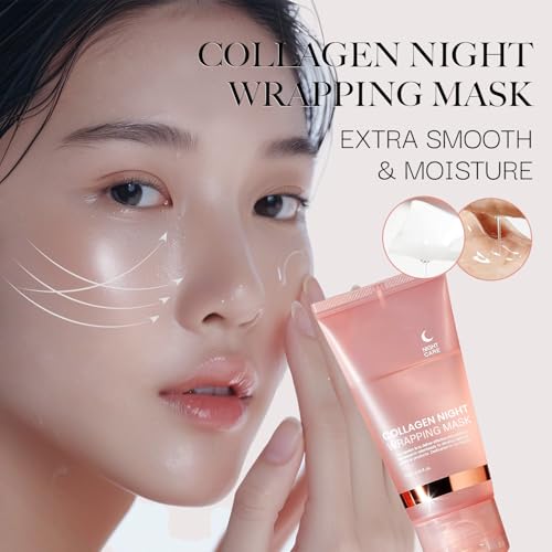 Collagen Night Wrapping Mask for women: Peel Off Facial Mask Hydration Care, Reduces Sagging & Dullness