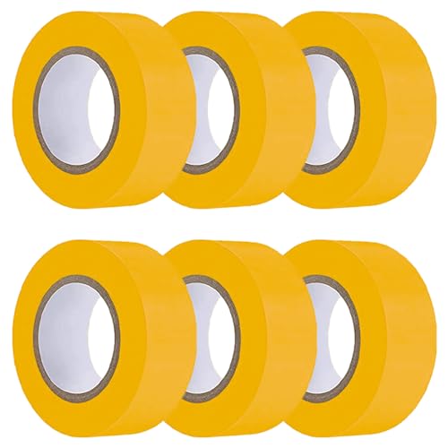 6 Pack Earth-Yellow Flagging Tape, Non-Adhesive Plastic Ribbon Neon Marking Roll, 1"*600ft, Marking Tape for Tree Marking, Hunting, Boundaries and Hazardous Areas,Trail Marking