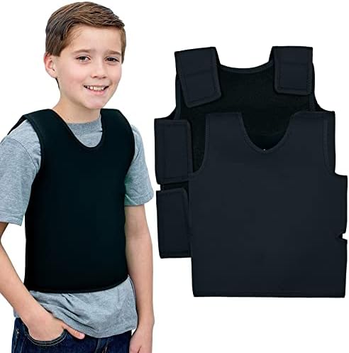 TOPARCHERY Black Deep Pressure Vest, Sensory Compression for Autism, Hyperactivity, Mood Processing Disorders (Small 14” x 24”)