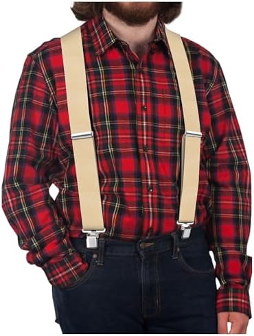 Ultrashang CLASSIC Mens Heavy-Duty Suspender: 2-Inch Wide, Sturdy Clips, X-Back, Adjustable Elastic Work Suspenders