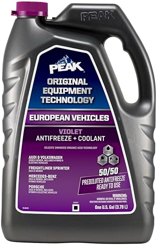 PEAK OET Extended Life Violet 50/50 Prediluted Antifreeze/Coolant for European Vehicles, 1 Gal.