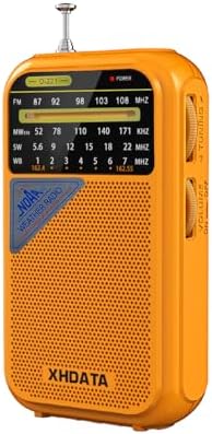 D221 NOAA Weather Radio Portable AM FM Shortwave Radio Receiver, 2 AA Battery Operated, Transistor Radio with Excellent Reception for Emergency, Hurricane, Gift, Walking and Home (Orange)