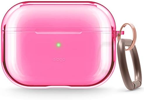 elago Compatible with AirPods Pro Case Clear - High Rating, TPU Transparent Shockproof, Protective Case Cover with Keychain, Gel Tape Included, Wireless Charging [Neon Hot Pink]