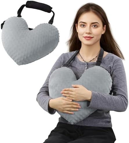BALAPET Adjustable Heart Shape Pillow for After Heart Surgery, Soft Plush Open Heart Surgery Pillow for Heart Surgery Recovery, Chest Pillow with 2 Fixed Straps for After Heart Surgery Gifts(Gray)