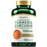 Piping Rock Turmeric Curcumin with Black Pepper 1000mg | 180 Capsules | Standardized Complex | Herbal Supplement | Non-GMO, Gluten Free