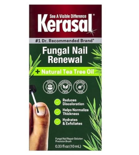 Kerasal Renewal Nail Repair Solution with Tea Tree Oil for Discolored and Damaged Nails, 0.33 Oz (Pack of 1)