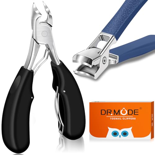 Toenail Clippers for Thick Toenails, DRMODE Heavy Duty Toe Nail Clippers for Thick Ingrown Nails for Seniors with Wide Opening, Professional Fingernail Clipper Nail Cutter Trimmer for Men with Catcher