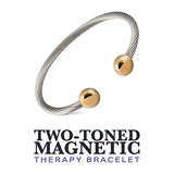 MAGNETJEWELRYSTORE 2-Tone Stainless Steel Magnetic Therapy Bracelet