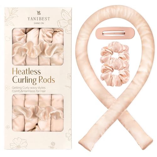 Yanibest Satin Heatless Curler Set, Overnight Hair Curler to Sleep in, No Heat Curling Rods, with Satin Scrunchies and Clip