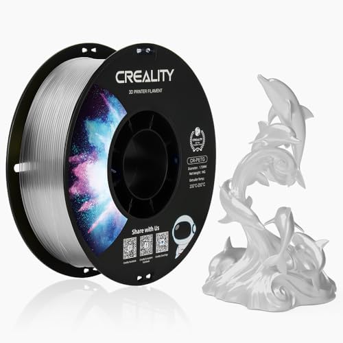 Creality PETG Filament 1.75mm Clear, 3D Printer Filament No-Tangling, Strong Bonding and Overhang Performance Dimensional Accuracy +/-0.02mm, 2.2lbs/Spool