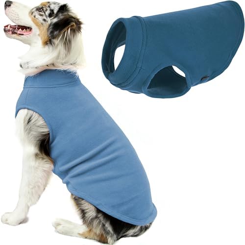 Gooby Stretch Fleece Vest Dog Sweater - Warm Pullover Fleece Dog Jacket - Winter Dog Clothes for Small, Large Dogs, Boy or Girl - Soft, Super Stretchy Fleece Vest Dog Sweater - Steel Blue, 5X-Large