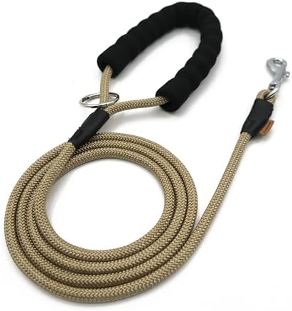 Dog Leash, Braided Rope Traction – Walking Training Lead for Small Dogs ((1/3") x 6FT, Khaki)