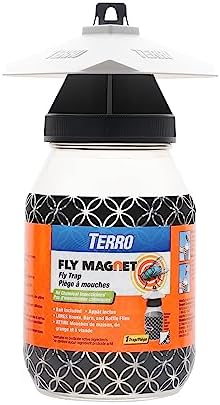 TERRO T380 Outdoor Reusable Fly Magnet Fly Trap - Poison Free Fly Killer and Trap with Bait