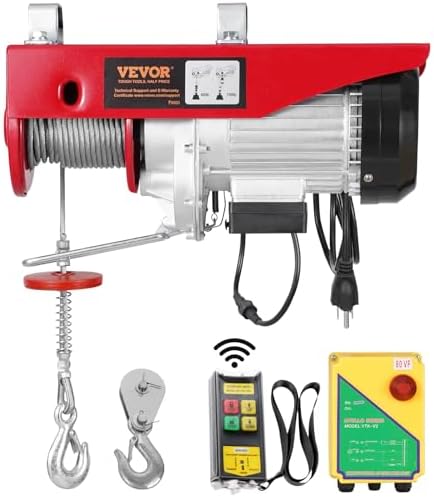 VEVOR Electric Hoist, 1760 lbs 120V Electric Winch with 328 ft Wireless Remote Control, 40 ft Single Cable Lifting Height, Single/Double Slings, Emergency Stop, Lift Hoist for Garage Warehouse Factory
