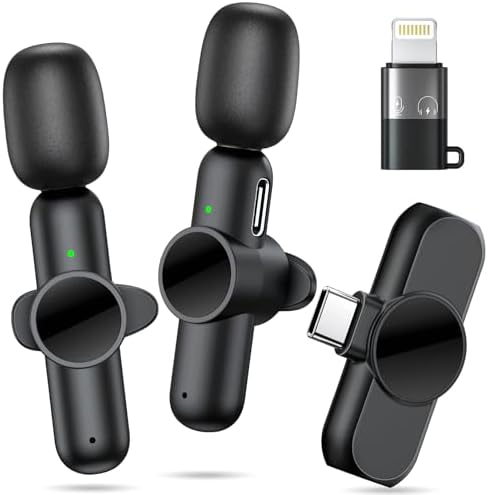 Wireless Lavalier Microphone for iPhone/iPad/Android Phone, Professional Mini Microphone Plug-Play Wireless Mic for Interview Video Podcast YouTube TikTok