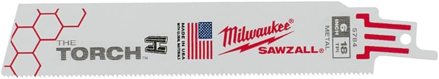 Milwaukee 48-00-5784 6-Inch, 18 Teeth per Inch, Super Sawzall Blades, Bi-Metal, 5