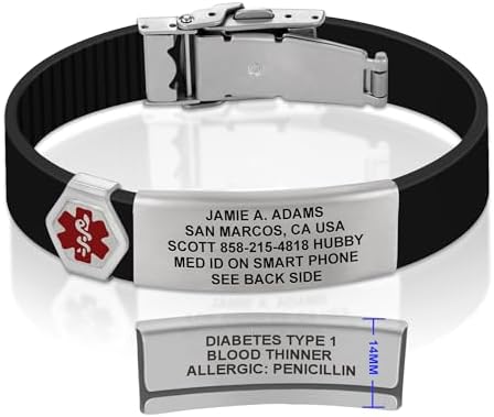 Divoti Custom Engraved Medical Alert ID Bracelet – Dual-Sided Laser Etching, Silicone Wristband, Stainless Steel Security Clasp – Adjustable & Trim-to-Fit – Emergency Medical Info Band for Men & Women