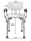 Essential Medical Supply Height Adjustable Shower and Bath Bench with Padded Arms, Contoured Back and Textured Shower Chair Seat