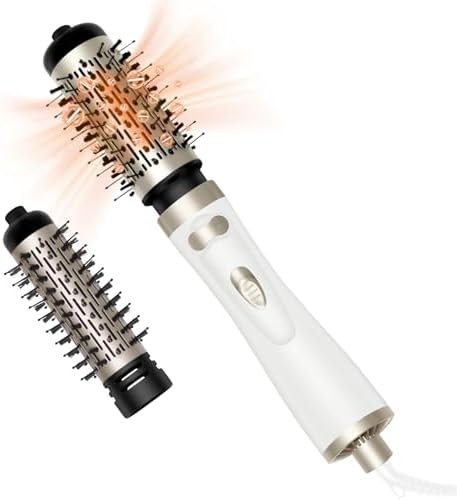 Hair Dryer Brush, 3-in-1 Rotating Round Hot Air Spin Brush Set with 2 Brushes (2" & 1.5"), Negative Ionic Blow Volumizer, 2 Detachable Auto-Rotating Curling Brush,Dry as You Style