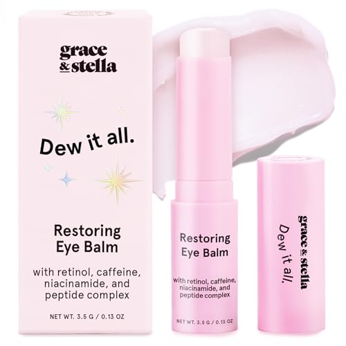 grace & stella Under Eye Balm Stick - Under Eye Brightener - Retinol & Caffeine Eye Cream for Anti-aging, Dark Circles, Puffiness, Wrinkles - Niacinamide & Peptides - Vegan Skincare (0.13 oz/3.5 g)