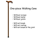 FLYDRUM Wooden Walking Cane for Men and Women, One-Piece Wood Cane, 36 Inch Wood Walking Stick for Men and Women, Ergonomic Wood Cane for Seniors Walnut