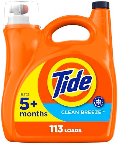 Tide Liquid Laundry Detergent, HE Compatible, Clean Breeze Scent, 113 loads, 149 fl oz