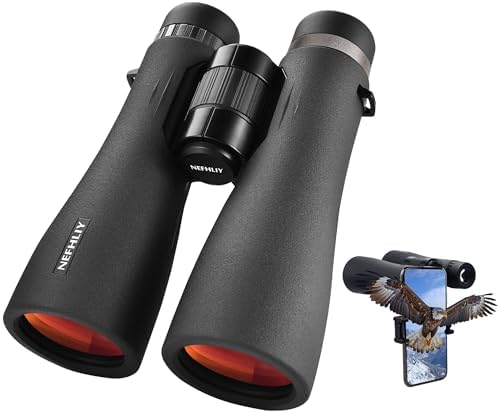 12x50 HD Binoculars for Adults High Powered with Upgraded Phone Adapter, Large View Binoculars with Clear Low Light Vision, Lightweight IPX7 Waterproof Binoculars for Bird Watching,Hunting,Travel