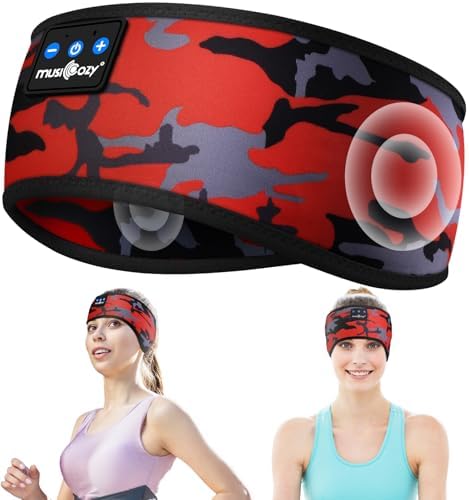 MUSICOZY Sleep Headphones Bluetooth Headband Headphones, Bluetooth Sports Wireless Earphones Sweat Resistant Earbuds Sleeping Headphone with Ultra-Thin HD Stereo Speaker for Workout Running
