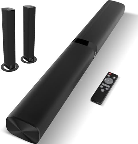 Sound Bar, 60W Sound Bar for Smart TV, 5.0 Bluetooth Soundbar for TV, Wired & Wireless Soundbar with Volume Boost & Equalizer Mode,ARC/Optical/AUX Connection, 2 in 1 Detachable TV Sound Bar