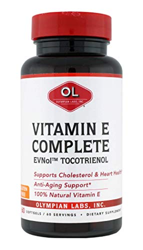 Olympian Labs Vitamin E Complete Tocomin, 200IU 60 Softgels, Fight Free Radicals, Supports Brain, Skin & Hair, 60 Servings
