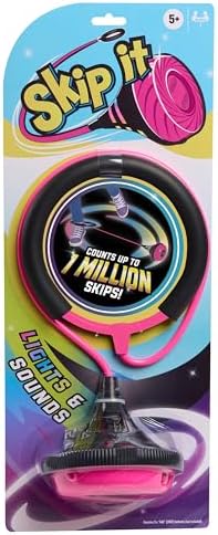 Skip It Retro Outdoor Toy, Light Up Ball and Digital Counter, Pink, Soft Foam Padded Ankle Ring, 31-inch Long, Screen Free Play, Toys for Kids Ages 5 Up