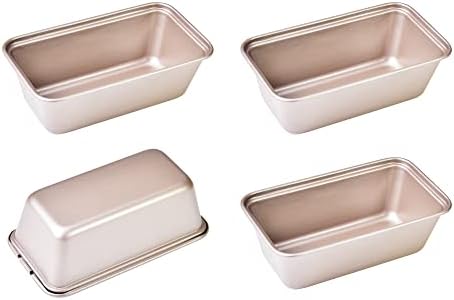Mini Loaf Pan Set, 4Pcs 5.5-Inch Non-Stick Rectangle Bread and Cake Bakeware for Oven and Instant Pot Baking (Champagne Gold)