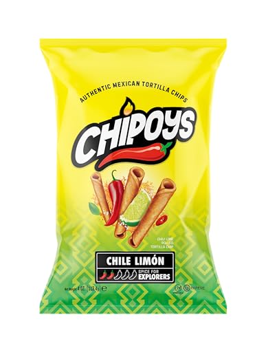 Chipoys Chile Limón Spicy Jalapeño Rolled Corn Tortilla Chips, Gluten-Free, No Trans Fat, High Protein, Low-Calorie Flavorful Mexican Snacks, Made of Premium Crunchy Maiz Chips with Natural Ingredients