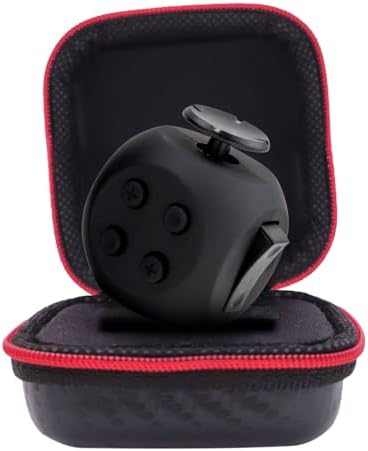 PILPOC theFube Fidget Cube, 6-Sided Stress Relief & Focus Toy for Adults & Kids, Boosts Concentration, Mindfulness Aid, Silent & Audible Modes, Includes Carry Case for Portability (Midnight)