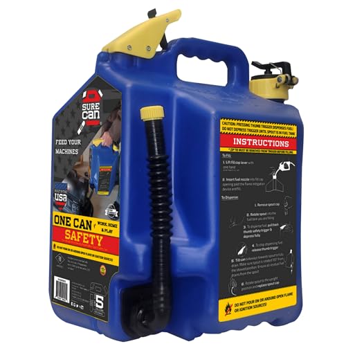 Surecan 5 Gallon Type II Safety Can - Rotating Spout, Spill Free Tank, Self-Venting Storage Container, & Total Flow Control Jerry Can (Blue, SUR5SFK2)