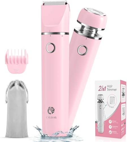 Bikini Trimmer and Shaver Kit for Women - 2-in-1 Wet/Dry Electric Body Hair Trimmer Facial Hair Removal Cordless Waterproof Bikini Shaver Razor for Face Lip Chin Pubic Underarm Legs