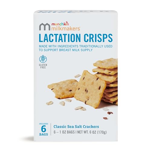 Munchkin Milkmakers Lactation Crisps for Nursing, Breastfeeding & Pumping Moms - Gluten Free & Fenugreek Free Crackers with Milk Boosting Ingredients like Oats & Flax