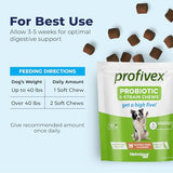 Vetnique Labs Profivex Probiotics for Dogs All Natural Dog Chews & Powder for Digestive Health Probiotic Supplements for Dogs 5 Strains of Probiotics & Prebiotics (Soft Chews, 30ct)