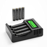 POWEROWL Rechargeable AAA Batteries PRO w/ 4 Bay Charger, High Capacity 1100mAh, Premium NiMH Triple A Battery -8 Count