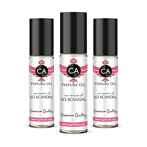 CA Perfume Impression of Jean P. Guiltier So Scandal For Women Replica Fragrance Body Oil Dupes Alcohol-Free Essential Aromatherapy Sample Travel Size Concentrated Long Lasting Roll-On 0.3 Fl Oz-X3