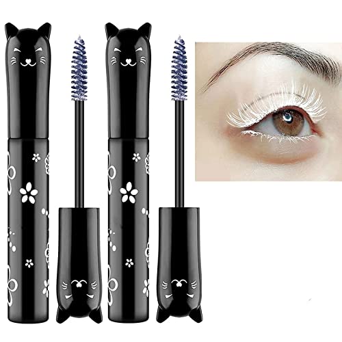 6 Colors Cat eye mascara Eyes Makeup Color Mascara Waterproof Fast Dry Eyelashes Curling Lengthening Makeup Eye Lengthening, Lifting, Curling (white 2 pcs)
