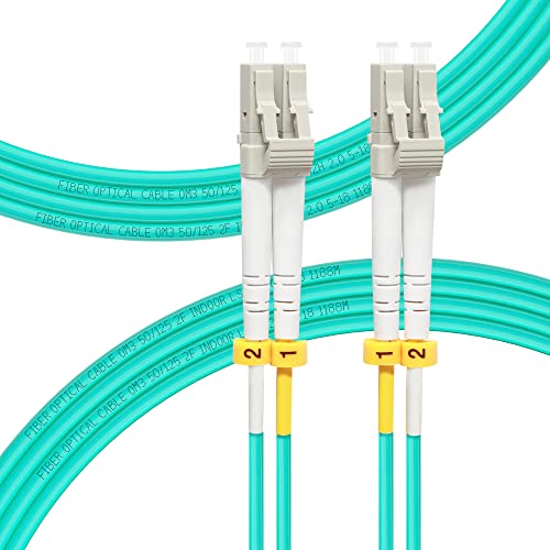 FLYPROFiber- LC to LC Fiber Patch Cable OM3 5M/16ft, Length Options: 0.2m-200m, 10GB/40GB Multimode Duplex, 50/125um Fiber Optic Cable Cord LSZH-5Meter(16ft)
