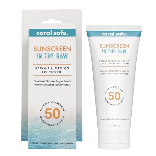 Reef Safe Sunscreen Travel Lotion SPF 50 - Mexico & Hawaii 104 Reef Act Compliant, Biodegradable, Zinc, Vitamin E, Oxybenzone & Octinoxate Free, Water Resistant, Natural Ingredients, by Coral Safe