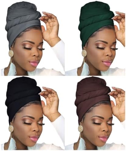 Turban Head Wraps for Black Women Hair Wraps Stretch Soft Jersey Hijab Scarf Headwraps Headband