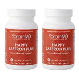Dr Amen BrainMD Happy Saffron Plus - 90 Capsules - With Saffron Flower Extract, Curcumin & Zinc - Vegan, Gluten Free - 30 Servings