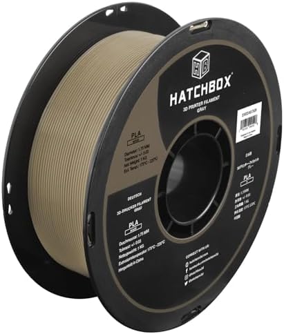 HATCHBOX 1.75mm Gray Wood PLA 3D Printer Filament, 1 KG Spool, Dimensional Accuracy +/- 0.03 mm, 3D Printing Wood Filament