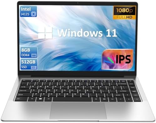 Laptop Computer,8GB RAM 512GB SSD,Student and Business Laptop with 1080P FHD IPS Screen,Intel Processor,34WH Battery,2.4/5G WiFi,Webcam,USB 3.0,Mini HDMI
