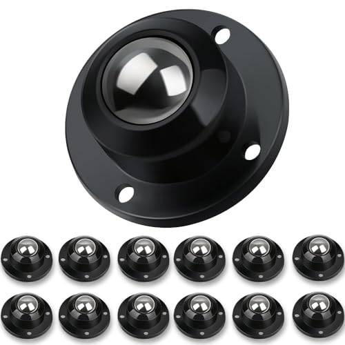 Self Adhesive Caster Wheels for Furniture,Storage Box,Trash Can,PC Stainless Steel Universal Pulley 360 Degree Rotating Adhesive Caster Wheels 0.8 Inch Low Profile Swivel Wheels Black 12 Pack